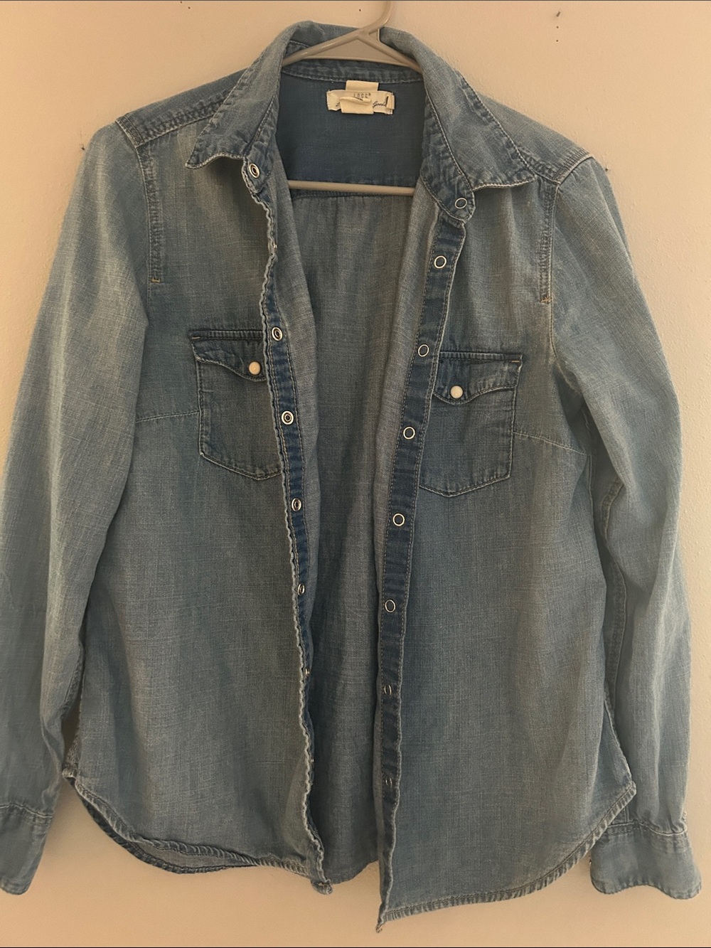 Light Blue Denim Button-Down Shirt - Casual Women's Top